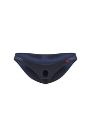 Crotchless Bikini Satin Midnight Blue