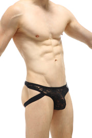 Tanga Jockstrap Encaje Negro