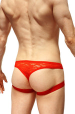 Tanga Suspensorio Dentelle Rojo